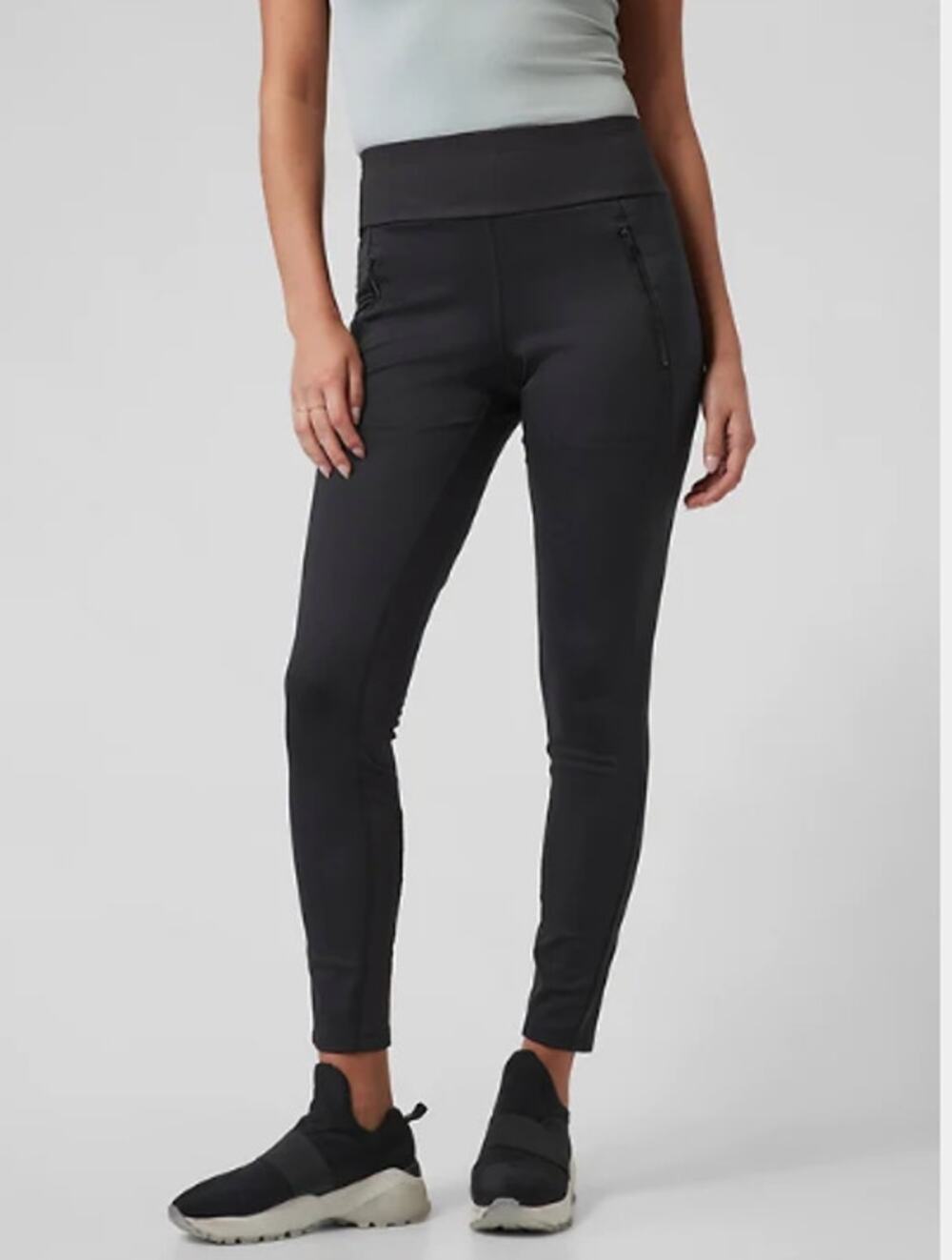 Athleta XS black Peak Hybrid Fleece Tight leggings pants cold weather warm cozy